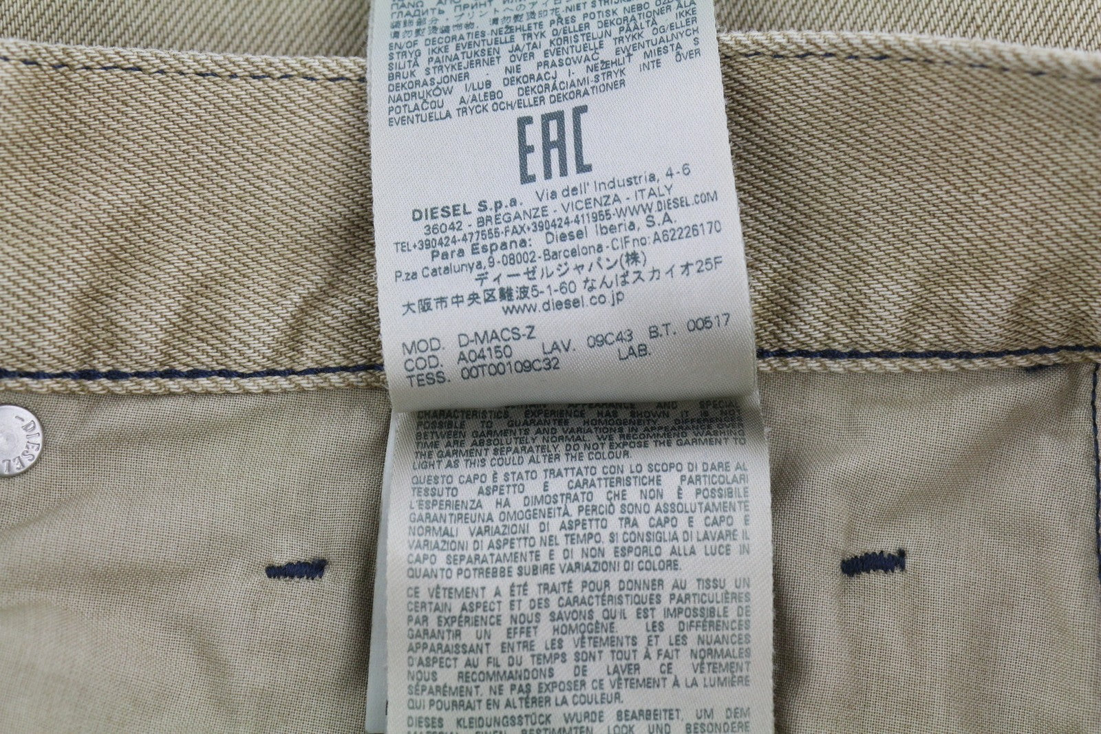 DIESEL D-Macs-Z 09C43 vyriški džinsai W32/L34 įprasto kirpimo su sagomis, lengvas, rekomenduojama kaina – 175 € 