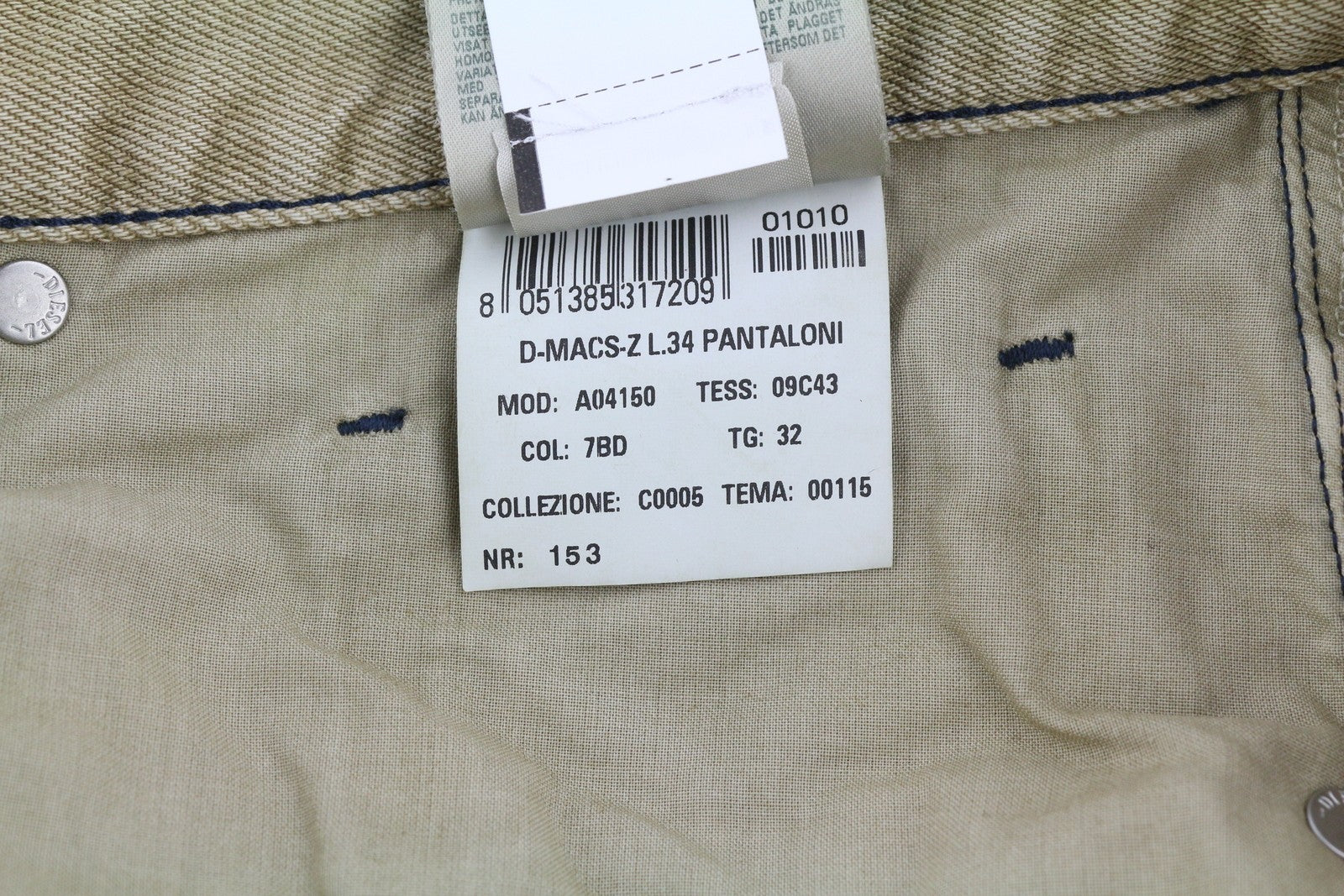 DIESEL D-Macs-Z 09C43 vyriški džinsai W32/L34 įprasto kirpimo su sagomis, lengvas, rekomenduojama kaina – 175 € 