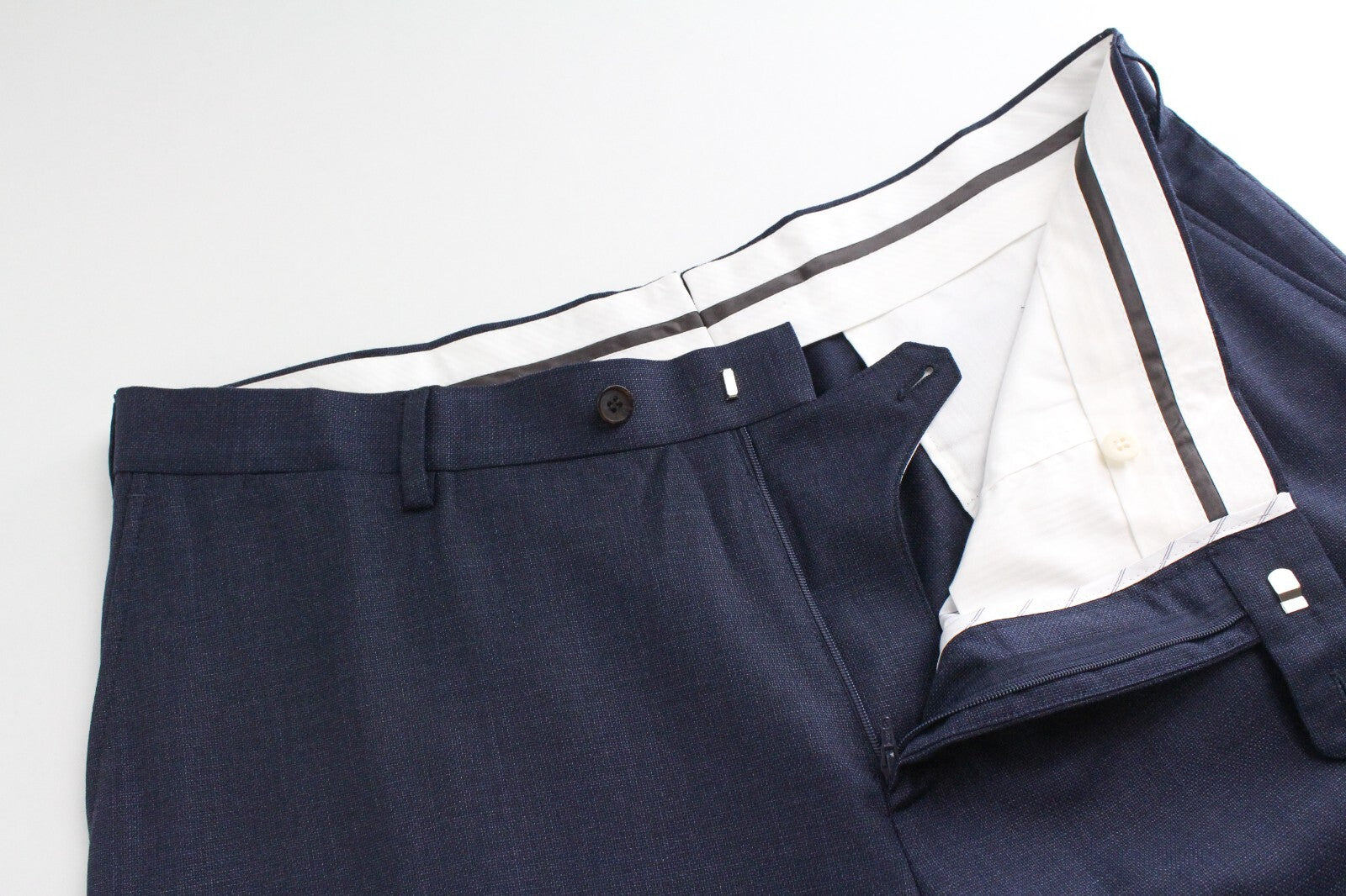 SUITSUPPLY Brescia Men's UK46S Dark Blue Lined Pleated Pure Wool Trousers