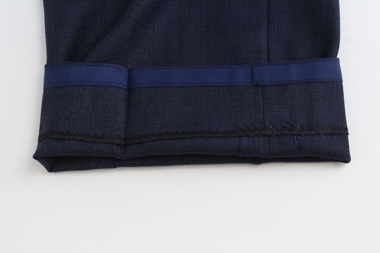 SUITSUPPLY Brescia Men's UK46S Dark Blue Lined Pleated Pure Wool Trousers