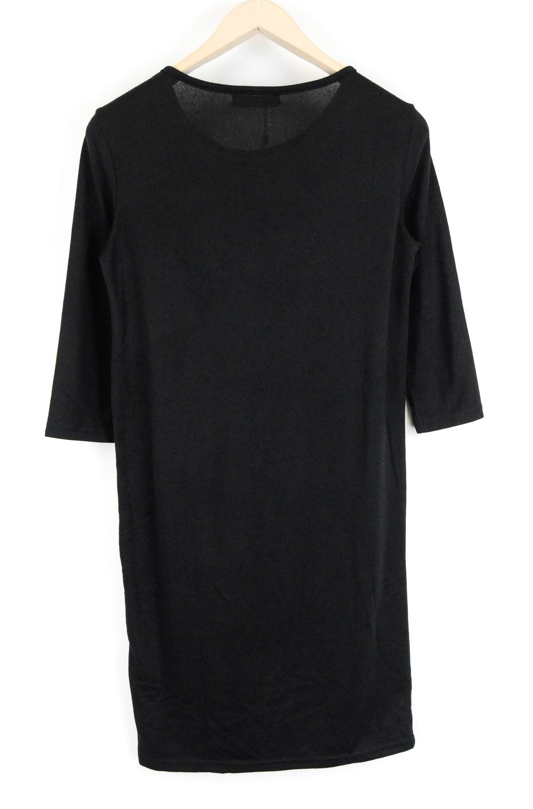 ONLY Elcos Women Dress S Black Pullover Short Stretch 3/4 Sleeved Round Neck