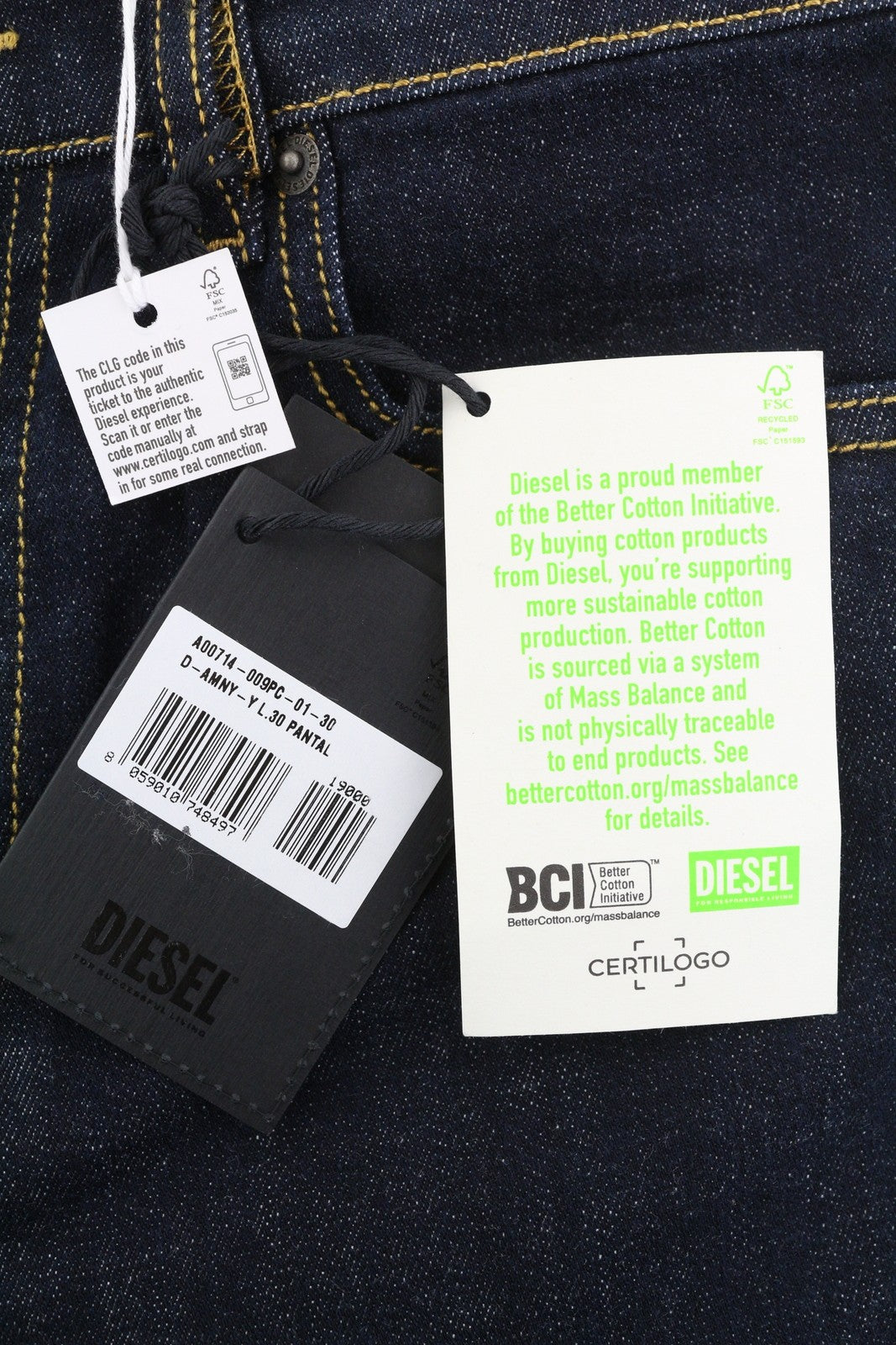 DIESEL D-Amny 009PC vyriški džinsai W30/L30 aptempti, tamprūs, užtrauktukai, tamsiai mėlyni 