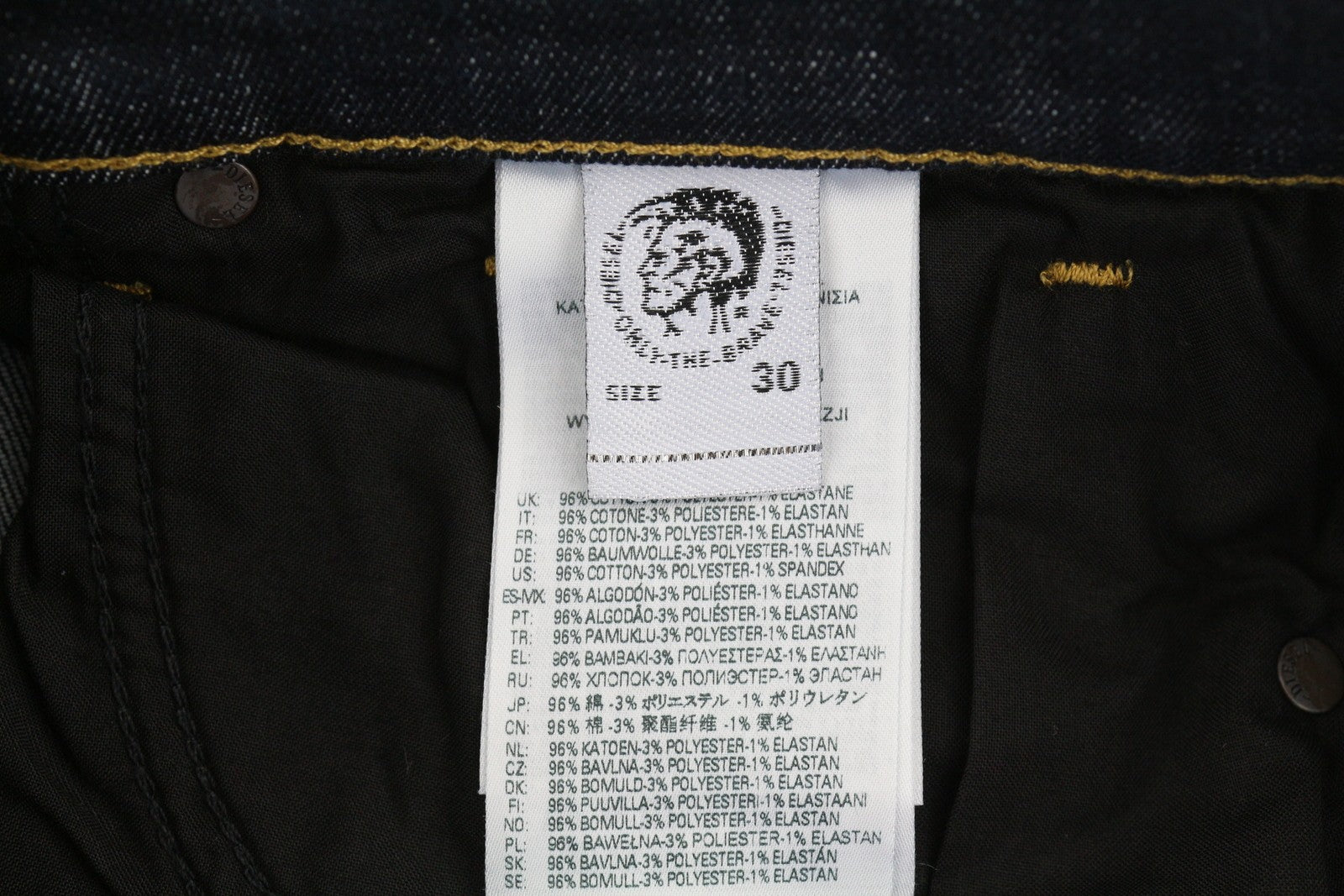 DIESEL D-Amny 009PC vyriški džinsai W30/L30 aptempti, tamprūs, užtrauktukai, tamsiai mėlyni 