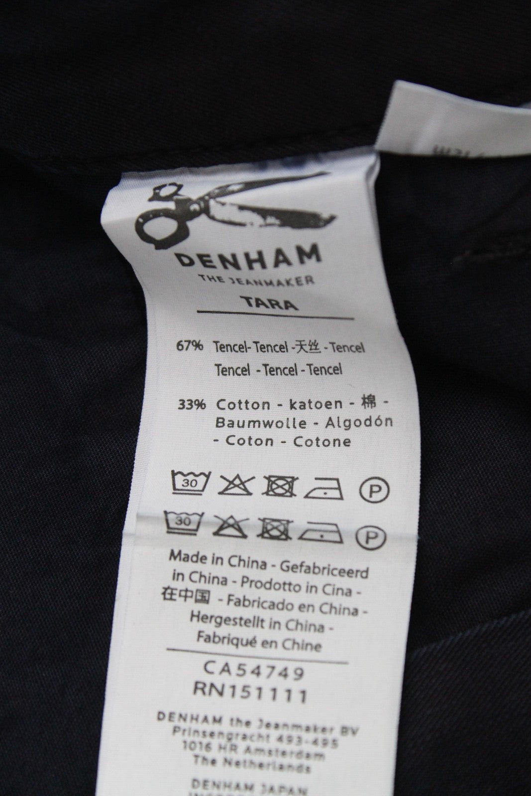 DENHAM Tara moteriškos W24/L28 tamsiai mėlynos krovininės medvilnės mišinio kelnės su keliomis kišenėmis 