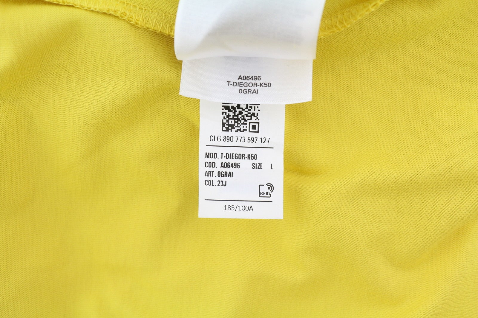 DIESEL T-Diegor-K50 vyriški marškinėliai L dydžio, geltoni, trumpomis rankovėmis, apvalia apykakle, trikotažo medvilniniai marškinėliai