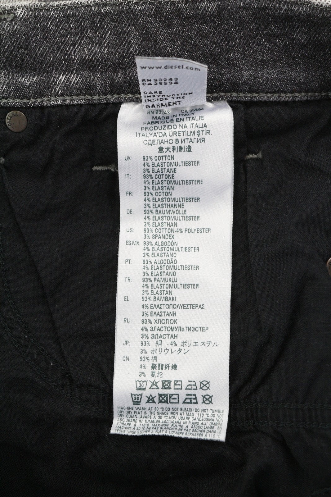 DIESEL D-Amny 009GM vyriški džinsai W33/L30 aptempti, tamprūs, pilki, su užtrauktuku 