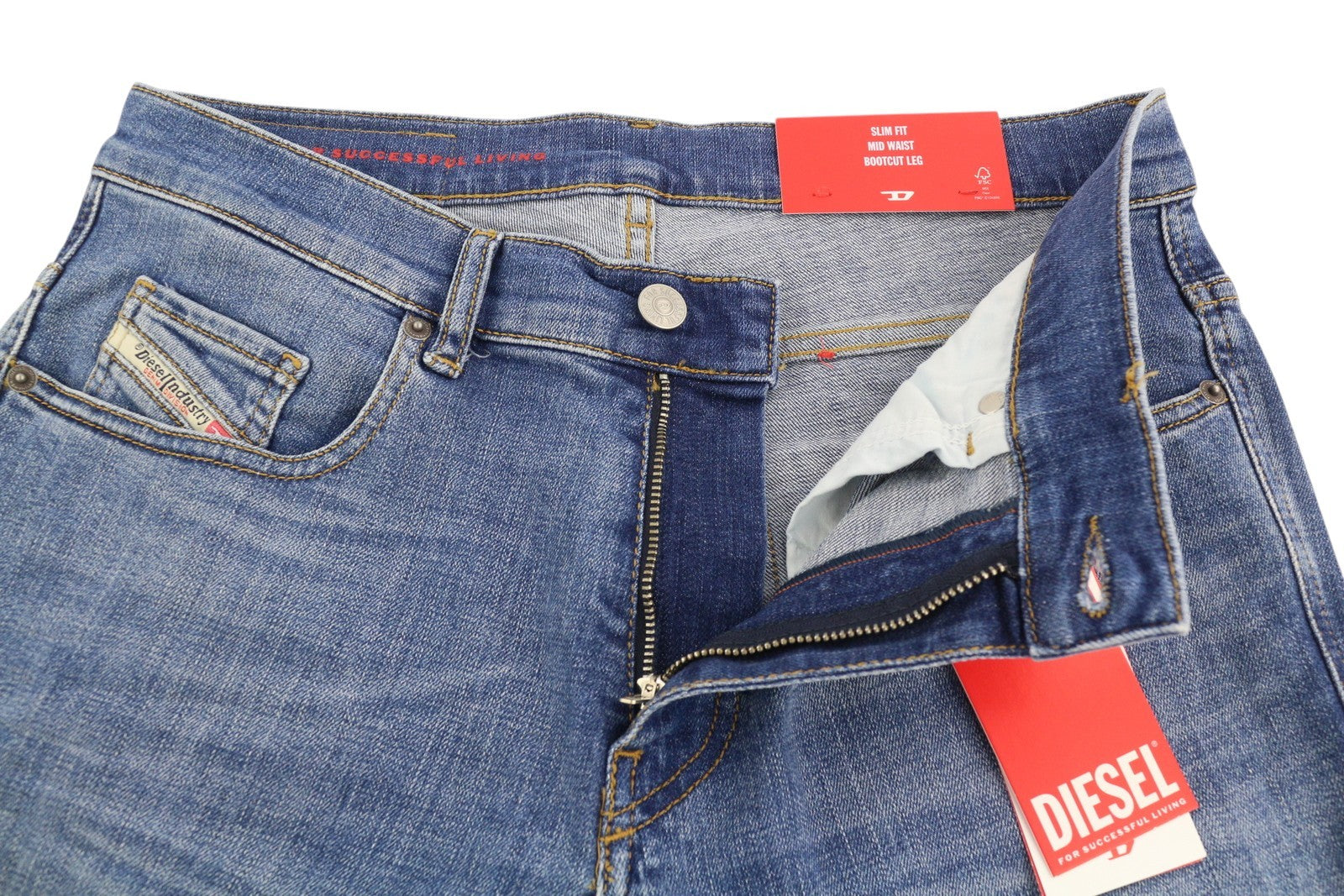 DIESEL 2021-NC 09D47 vyriški džinsai W31/L32 Slim Fit, plataus kirpimo, vidutinio juosmens, skalbti 