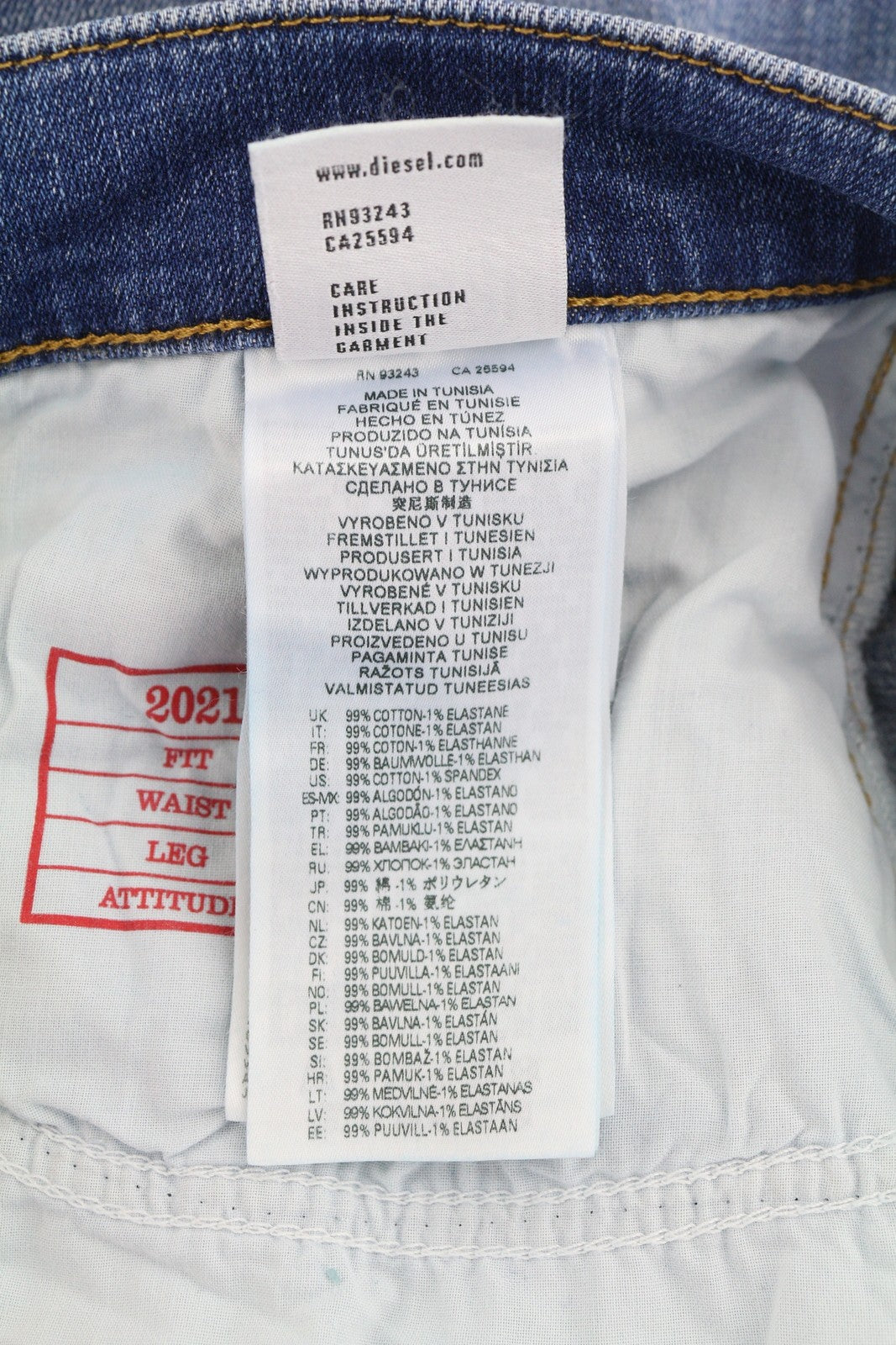 DIESEL 2021-NC 09D47 vyriški džinsai W31/L32 Slim Fit, plataus kirpimo, vidutinio juosmens, skalbti 