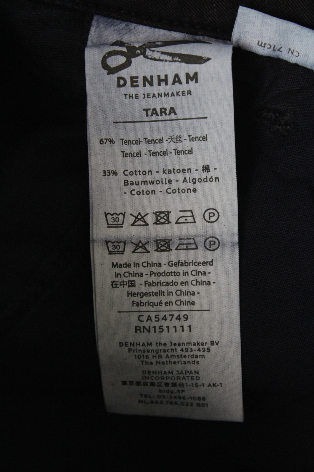 DENHAM Tara moteriškos W25/L28 tamsiai mėlynos medvilnės mišinio kelnės su keliomis kišenėmis 