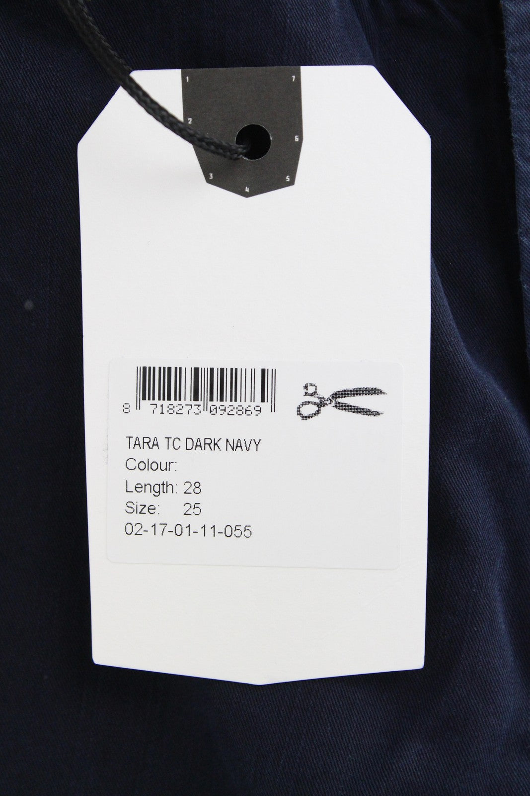 DENHAM Tara moteriškos W25/L28 tamsiai mėlynos medvilnės mišinio kelnės su keliomis kišenėmis 