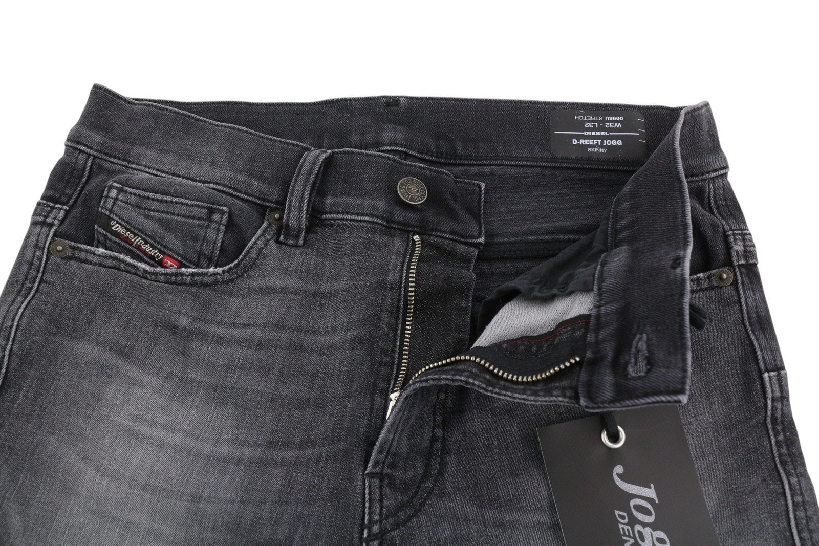 DIESEL D-Reeft Jogg 009SU vyriški džinsai W32/L32 aptempti, tamprūs, skalbti, tamsūs. 
