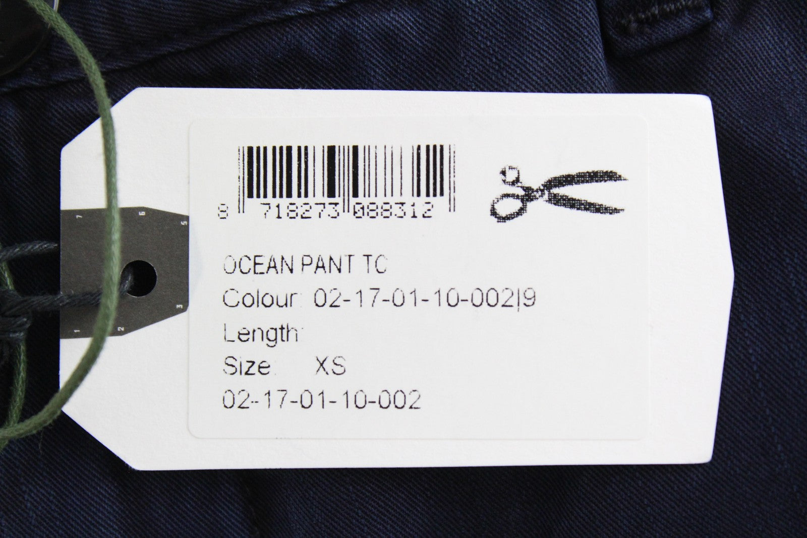 DENHAM Ocean moteriškos XS dydžio tamsiai mėlynos medvilnės mišinio laisvalaikio chino stiliaus klostuotos kelnės priekyje 