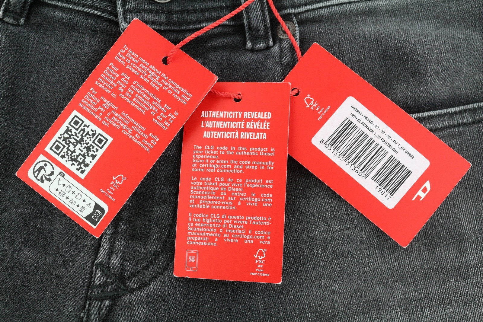 DIESEL 1979 Sleenker 0EIAG Men Jeans W32/L32 Skinny Fit Low Waist Washed Denim