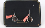 MAISON SCOTCH Women OS Tassel Earrings Lightweight Engraved Logo Bag Charm