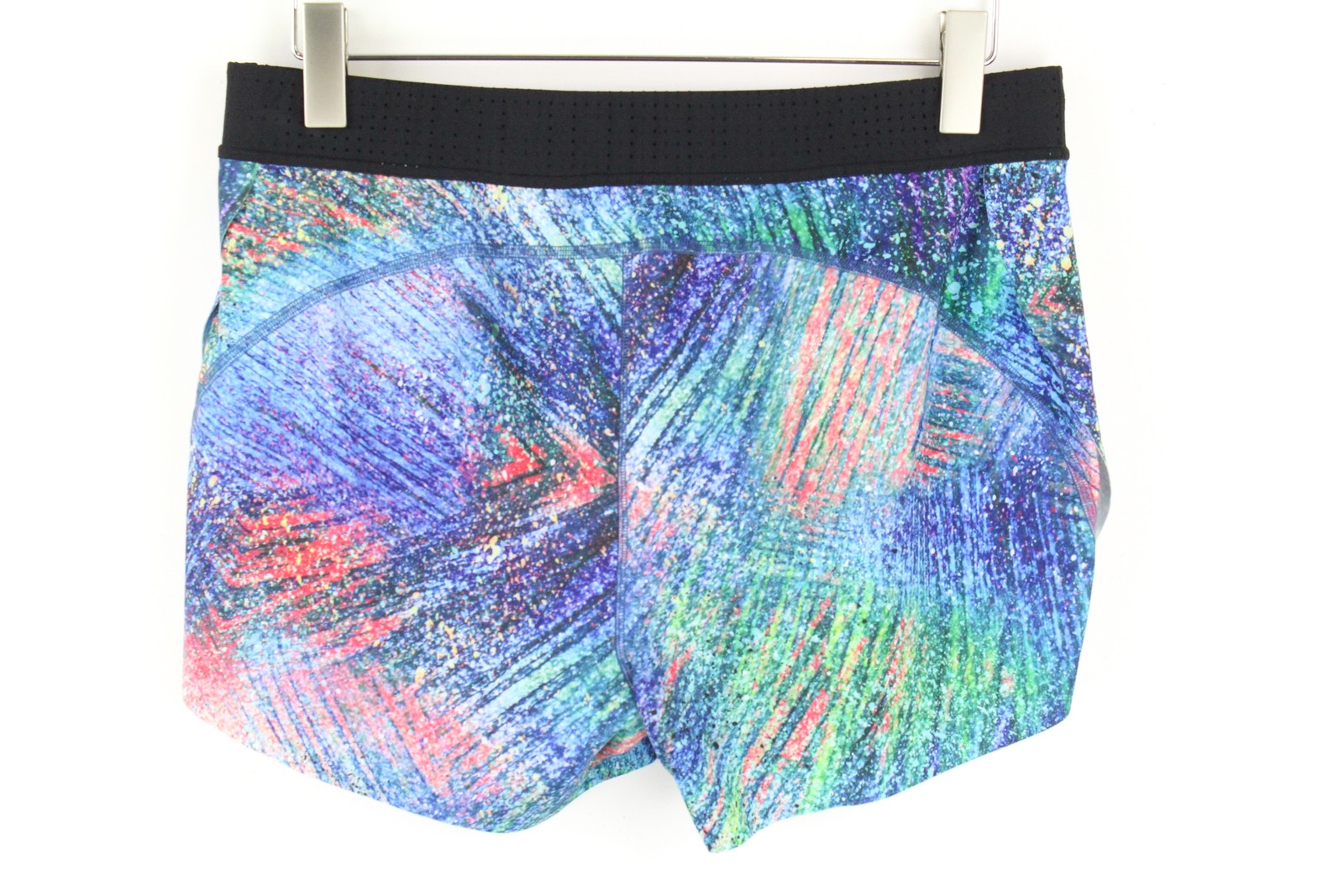 „SWEATY BETTY“ trigubo šuolio moteriški L dydžio mėlyni tamprūs marginti sportiniai šortai 