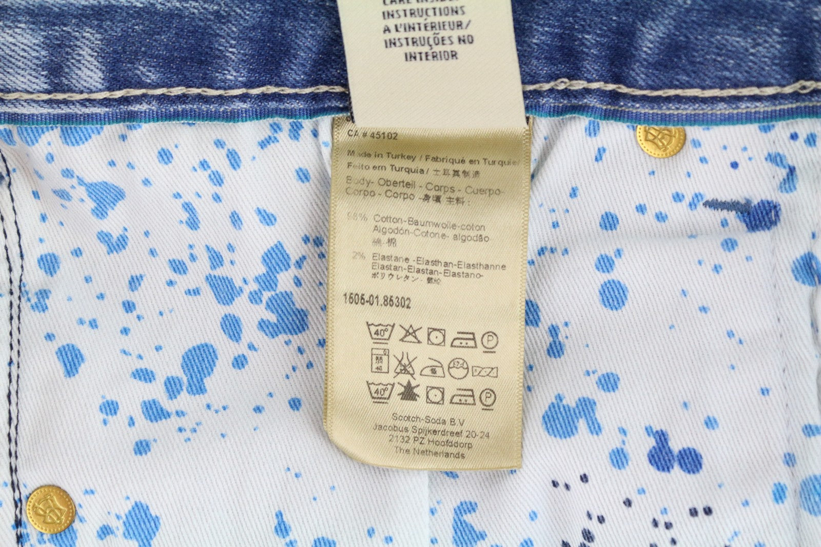 SCOTCH &amp; SODA Skim vyriški mėlyni aptempti džinsai W34 L32 tamprūs džinsai iš skalbtos medvilnės 