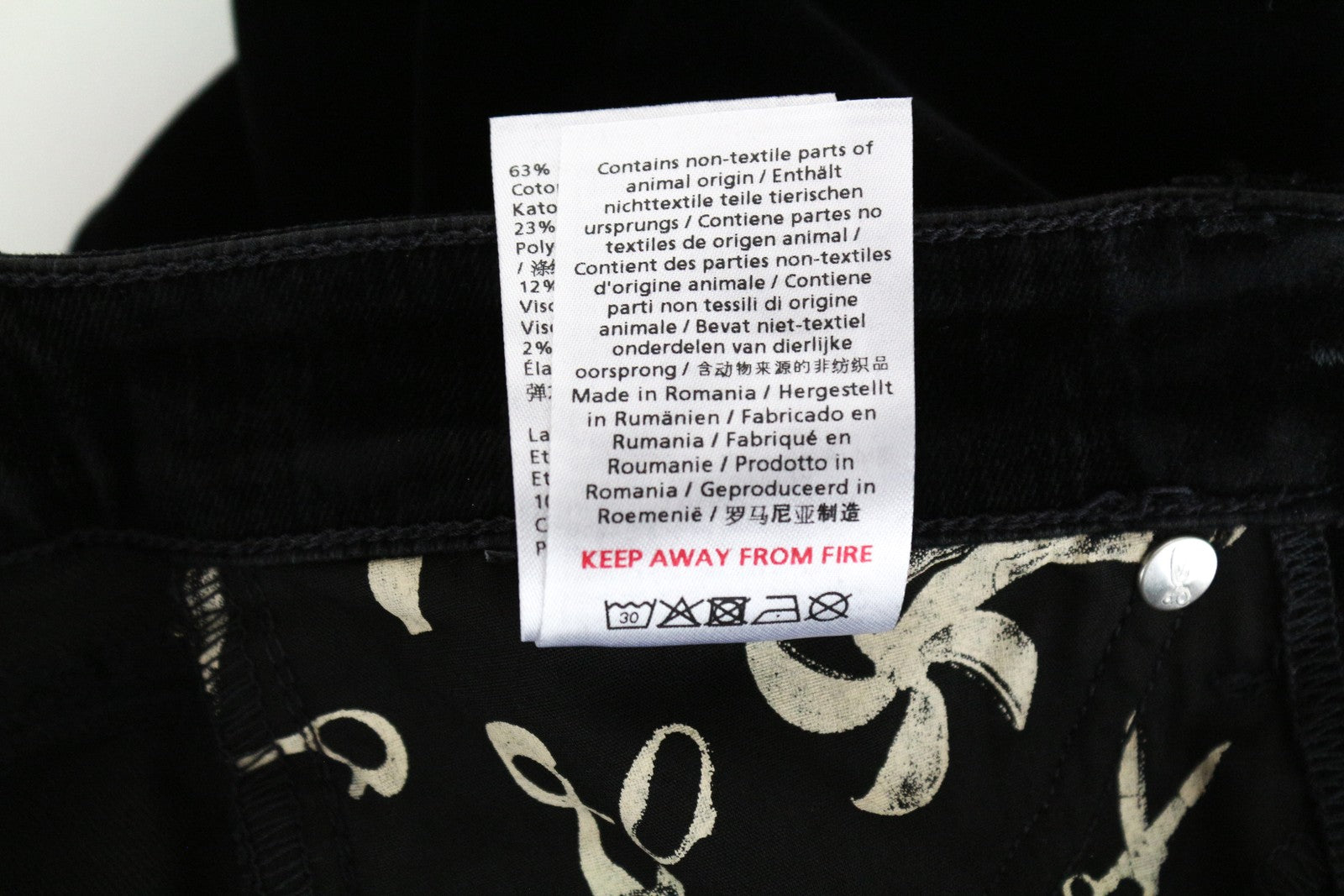 DENHAM Spray Women's Trousers W23/L28 Super Tight Black Cotton Stretch Velvet