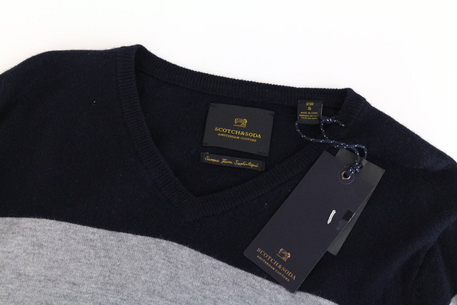 SCOTCH &amp; SODA Ams Couture vyriškas megztinis su gobtuvu, pilkas, vilnos mišinio audinys, S dydis 