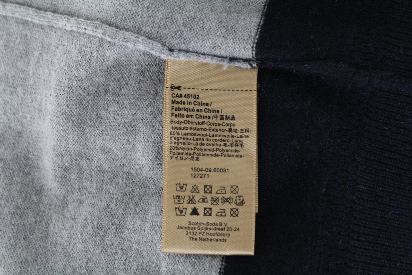 SCOTCH &amp; SODA Ams Couture vyriškas megztinis su gobtuvu, pilkas, vilnos mišinio audinys, S dydis 