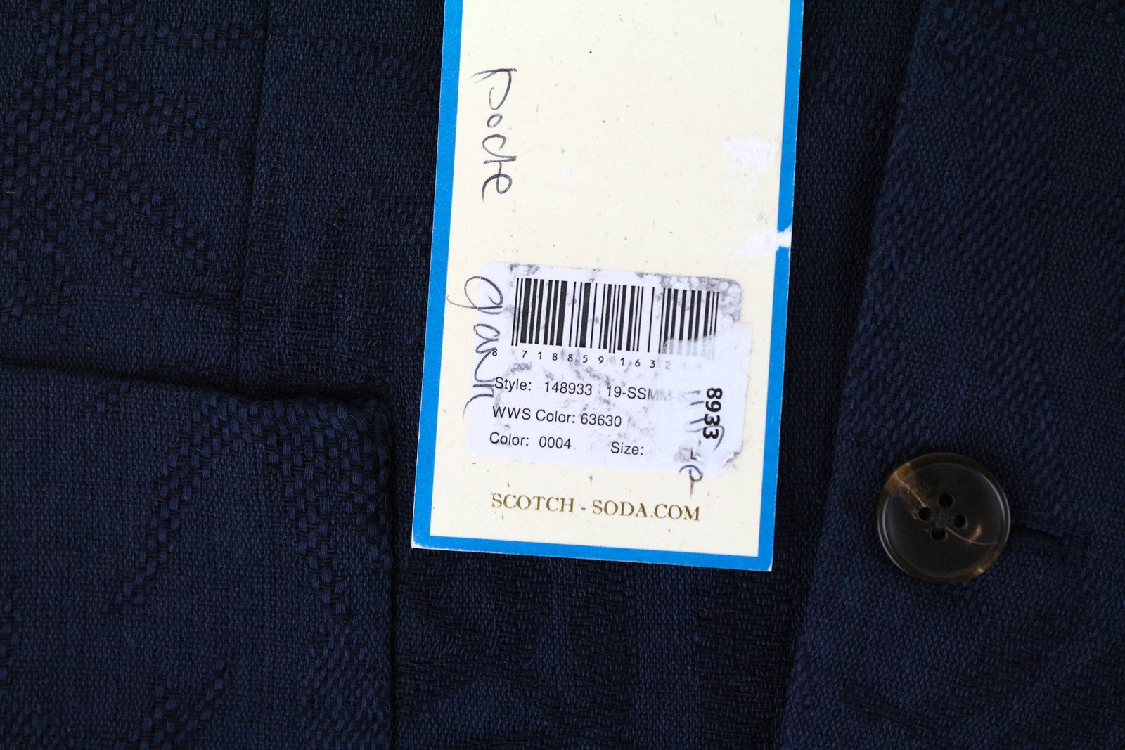 SCOTCH & SODA Men's Blazer L Slim Fit Navy Linen Melange Summer Classic