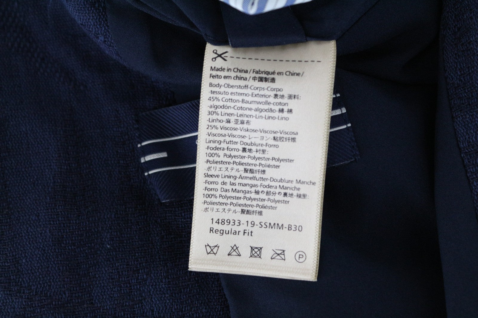 SCOTCH & SODA Men's Blazer L Slim Fit Navy Linen Melange Summer Classic