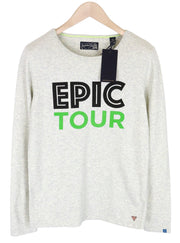 SCOTCH &amp; SODA Ams Couture vyriškas džemperis su logotipu, pilkas medvilnės mišinio megztinis, S dydžio 