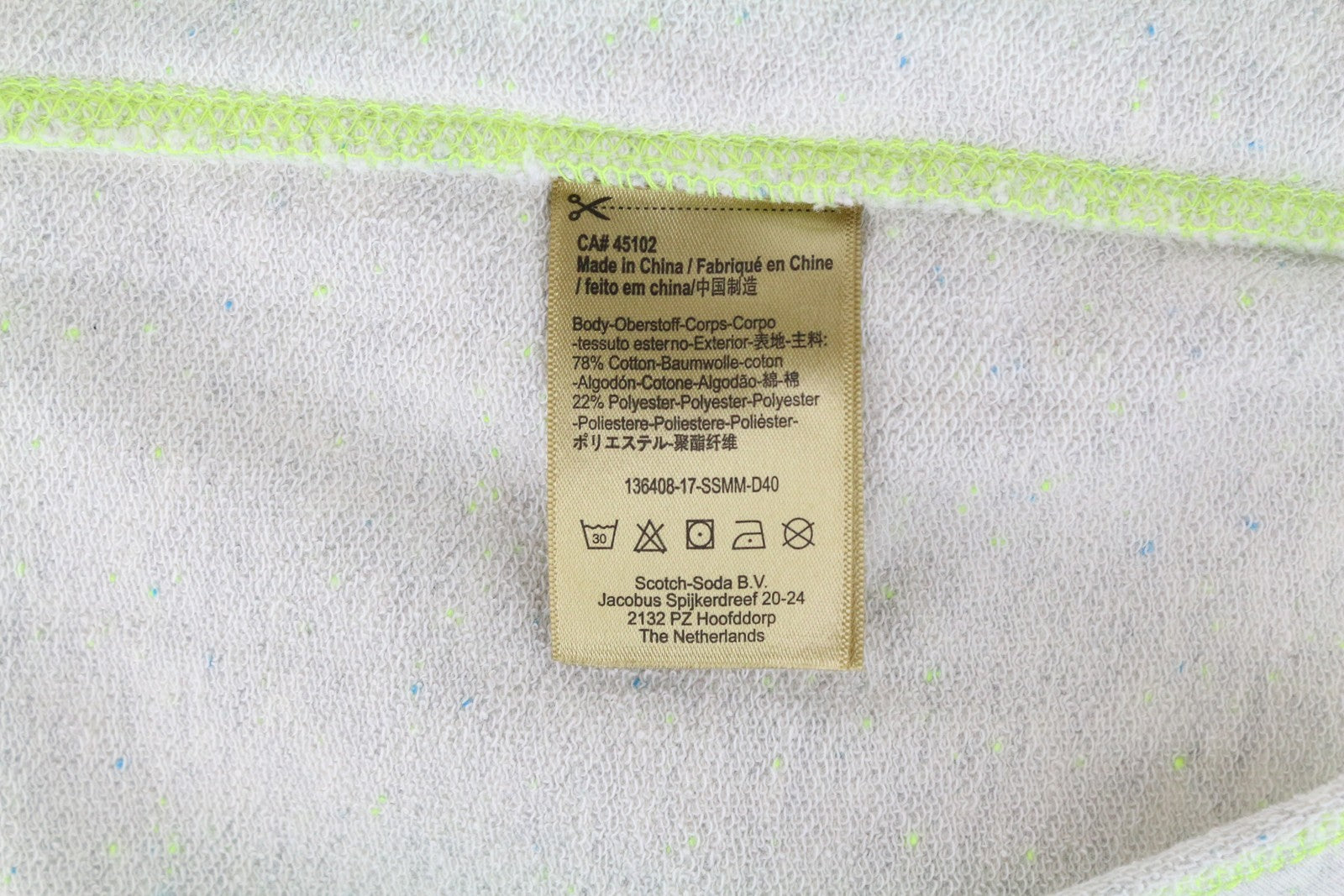 SCOTCH &amp; SODA Ams Couture vyriškas džemperis su logotipu, pilkas medvilnės mišinio megztinis, S dydžio 