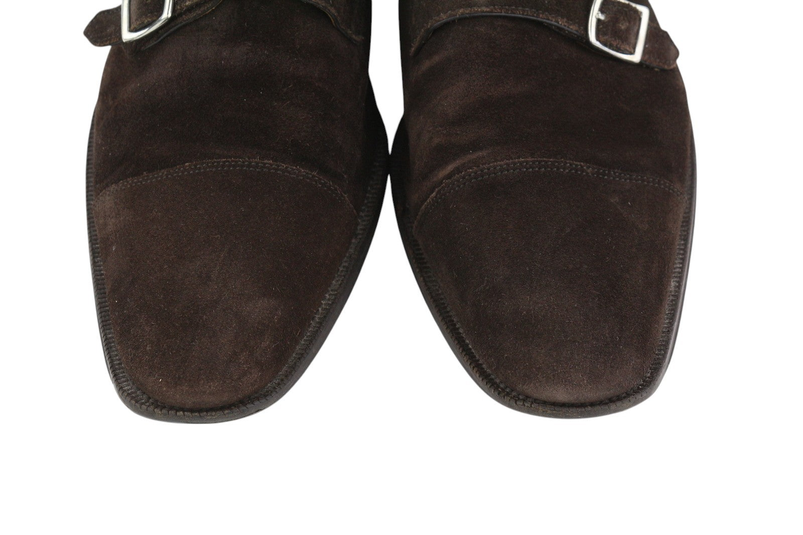 „SUITSUPPLY“ vyriški formalūs batai, EU44, rudi, zomšiniai, odiniai, kvadratinės nosies, dvigubi „Monk“ batai 