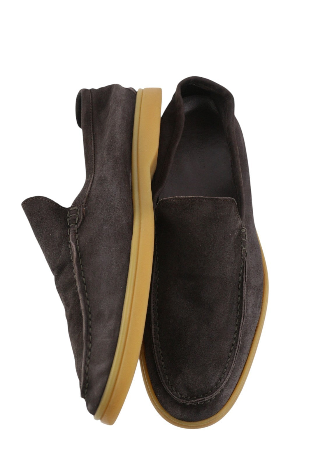 SUITSUPPLY vyriški laisvalaikio batai EU42 rudi zomšiniai odiniai migdolų nosys užsegami logotipu 