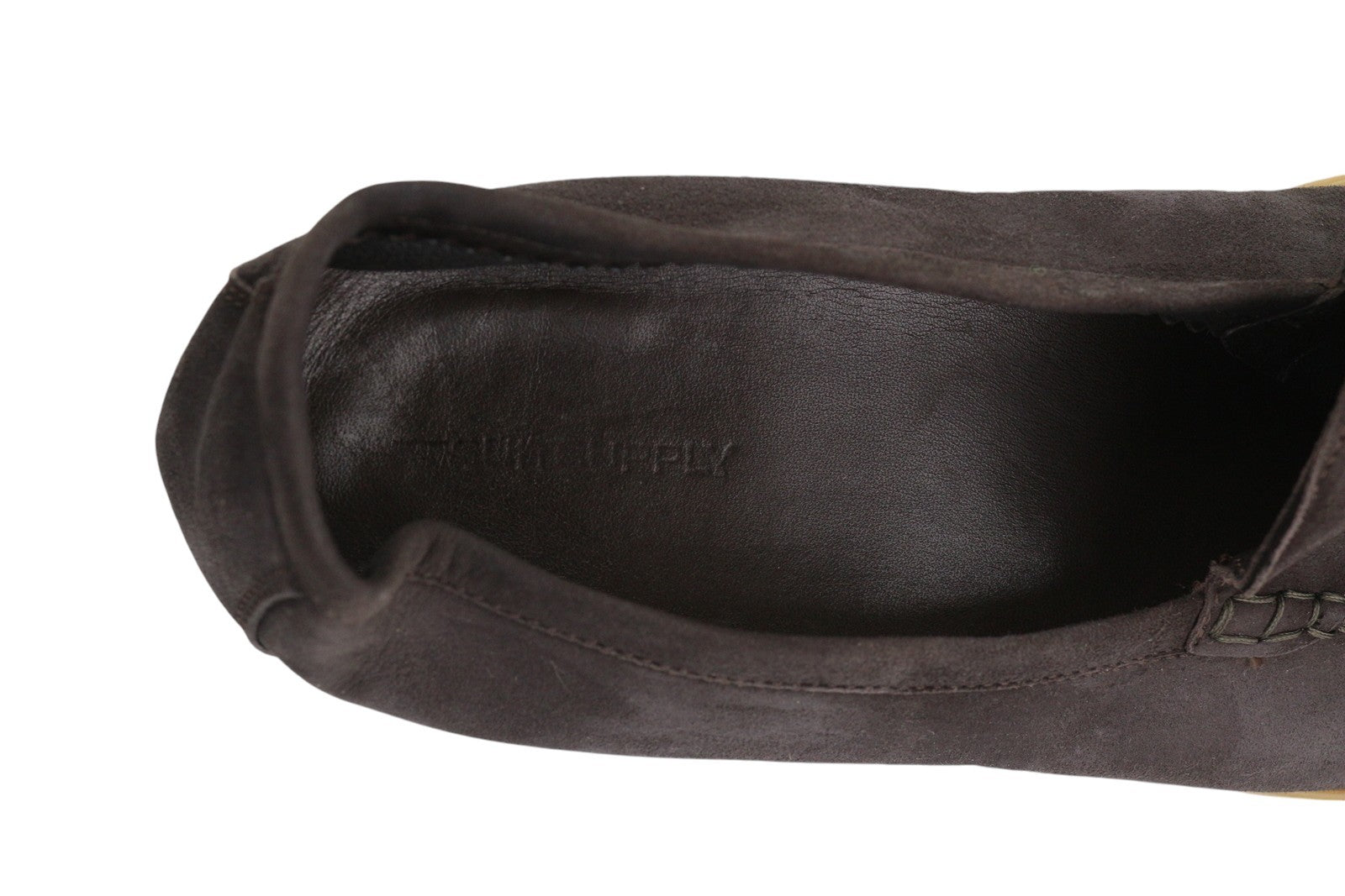 SUITSUPPLY vyriški laisvalaikio batai EU42 rudi zomšiniai odiniai migdolų nosys užsegami logotipu 