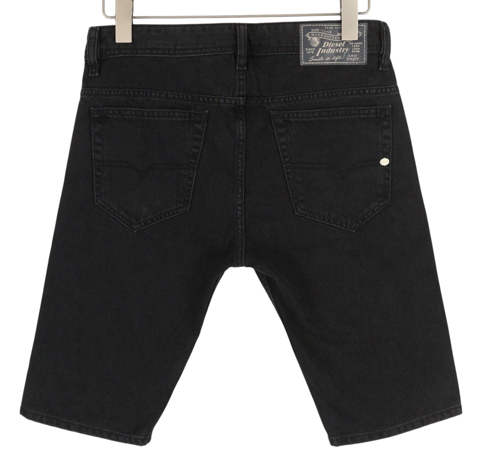 DIESEL Thashort R98V4 Men Shorts W28 Denim Black Zip Fly Pockets Logo Casual