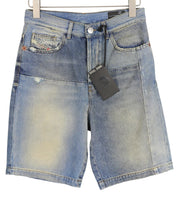 DIESEL D-Macs-Short T-SP 0NBAI vyriški šortai W28 Denim Washed Blue Distress Logo 