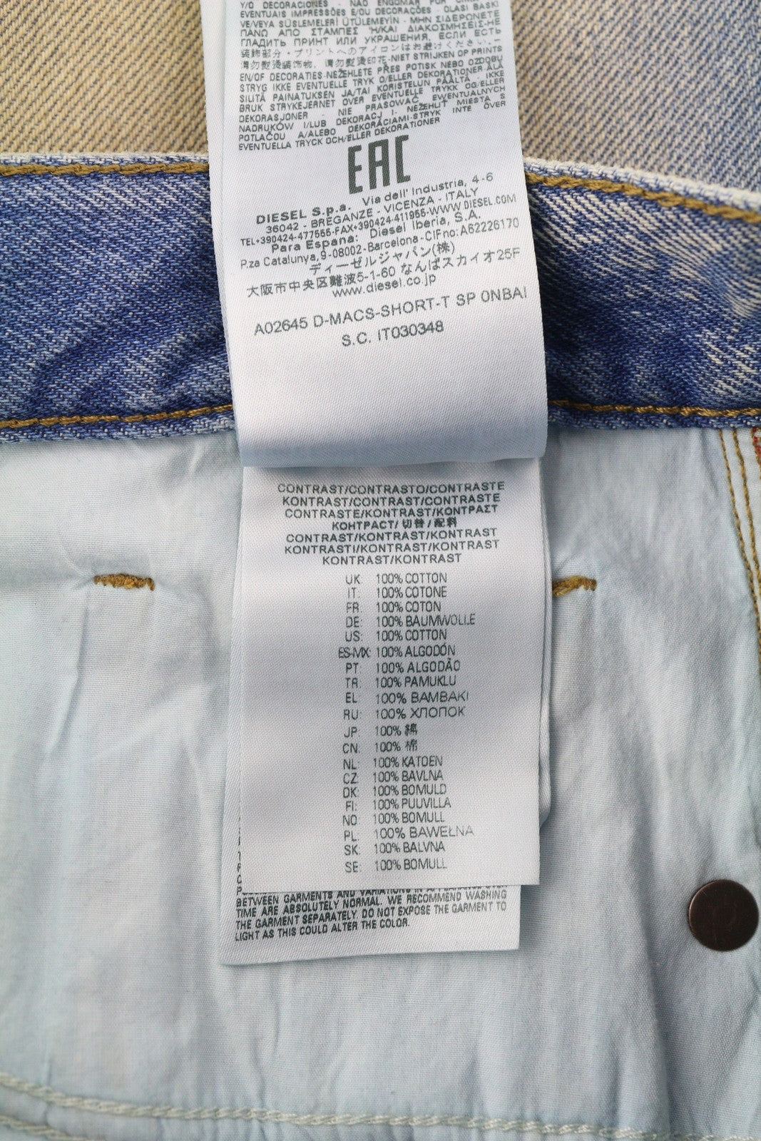 DIESEL D-Macs-Short T-SP 0NBAI vyriški šortai W28 Denim Washed Blue Distress Logo 