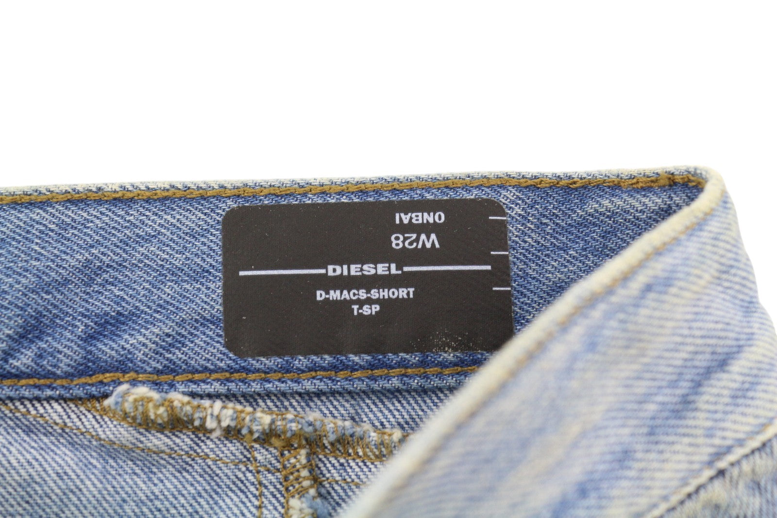 DIESEL D-Macs-Short T-SP 0NBAI vyriški šortai W28 Denim Washed Blue Distress Logo 