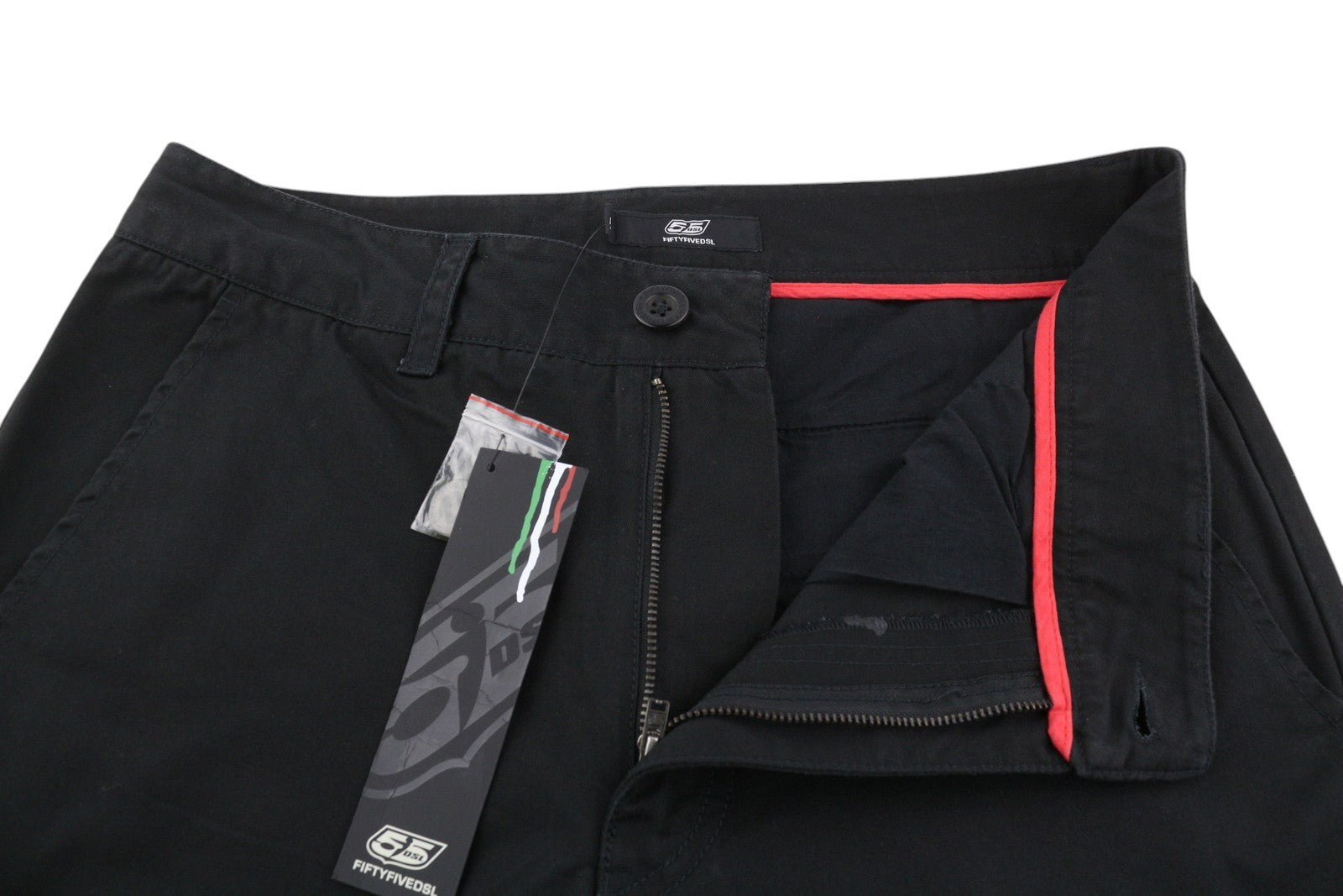 DIESEL Pertold Men Shorts W30 55DSL Chino Black Zip Fly Pockets Logo Casual