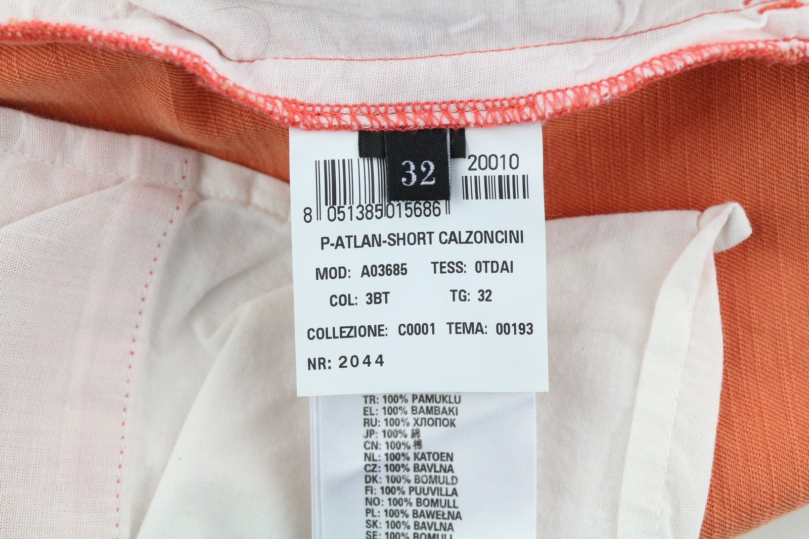 DIESEL P-Atlan Men Shorts W32 Cargo Orange Fade Effect Patch Pockets RRP€100