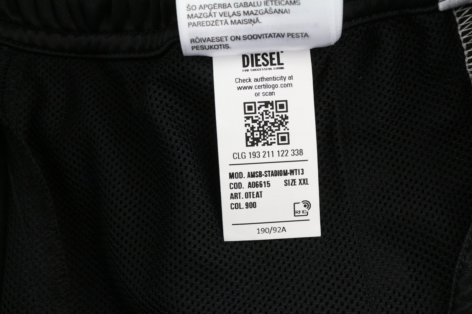 DIESEL Amsb-Stadiom-WT13 vyriški šortai, 2XL, 55DSL, sportinis, juodos spalvos, RRP100