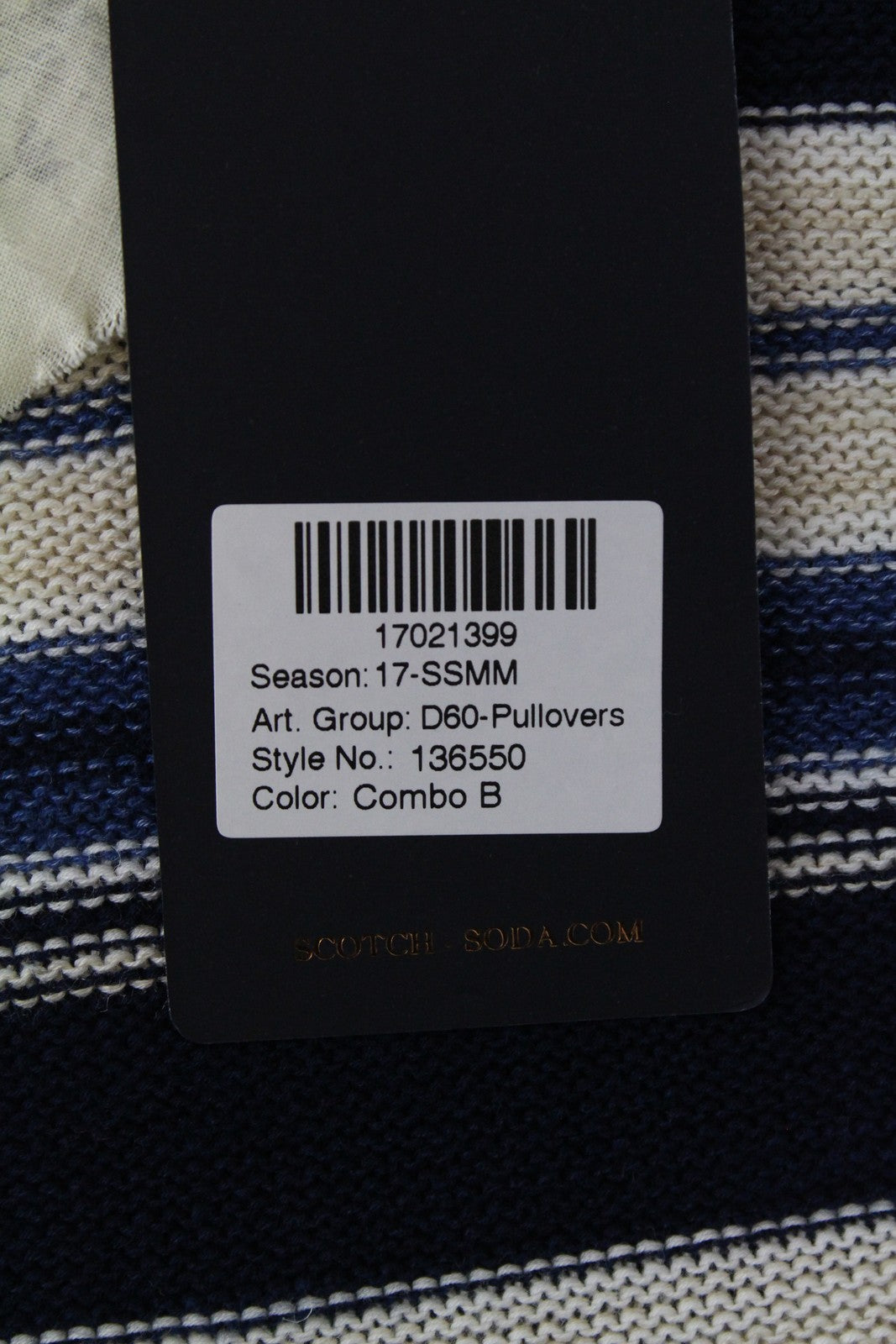 SCOTCH &amp; SODA Ams Couture vyriškas dryžuotas lininio audinio megztinis ~S mėlynas 