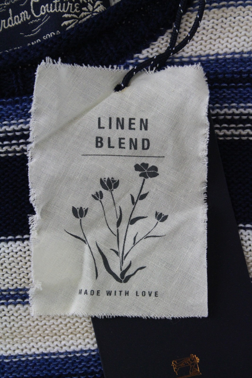 SCOTCH &amp; SODA Ams Couture vyriškas dryžuotas lininio audinio megztinis ~S mėlynas 