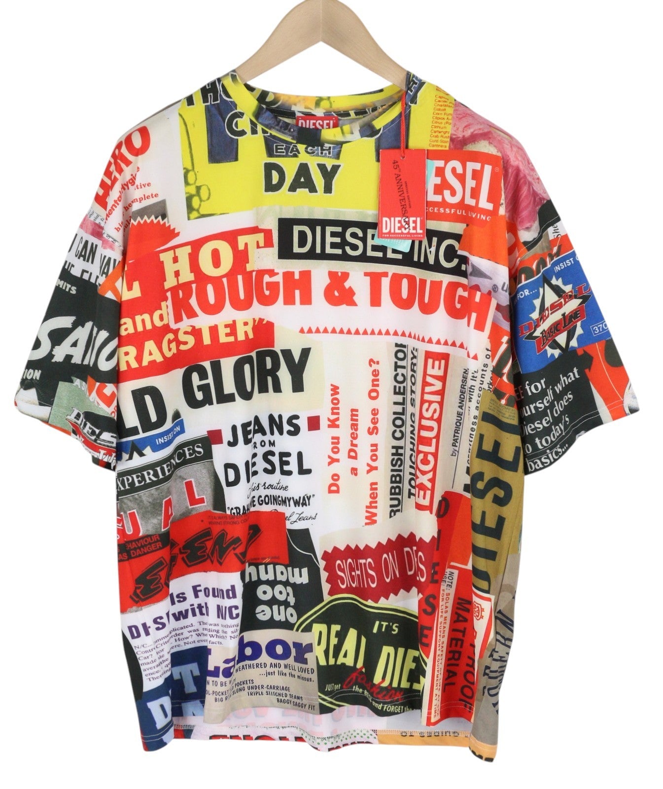 DIESEL Ann45-T-Boxt vyriški marškinėliai L 125 € 125 € spalvingais raštuotais kakleliu* 