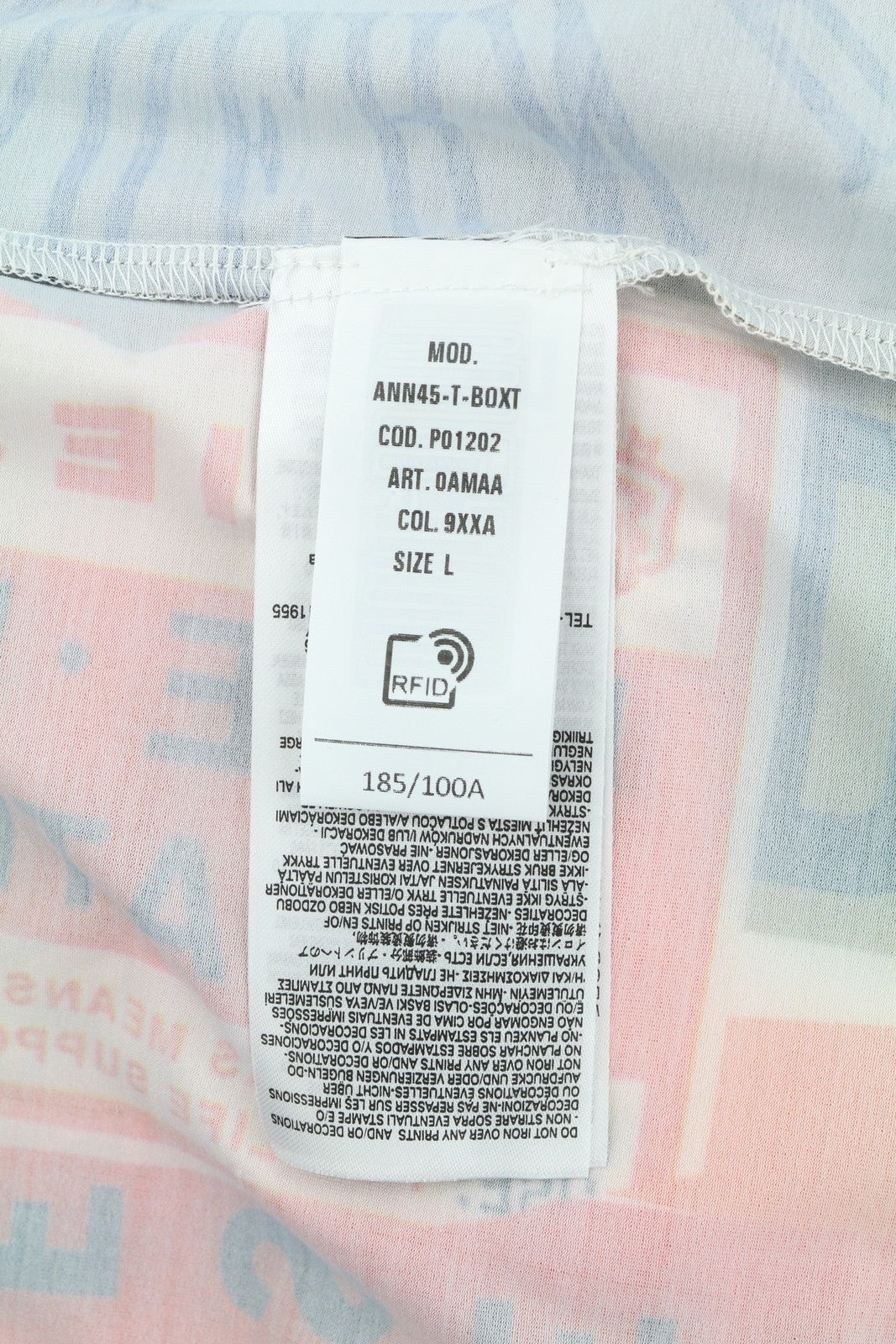 DIESEL Ann45-T-Boxt vyriški marškinėliai L 125 € 125 € spalvingais raštuotais kakleliu* 