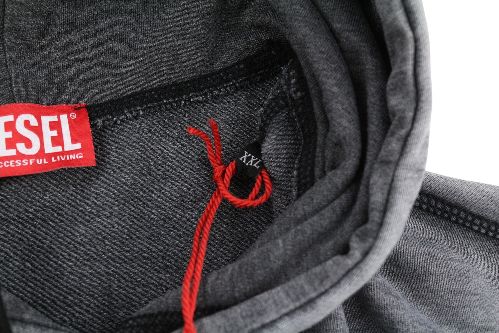 DIESEL S-Ginn-Hood-L1 vyriškas džemperis su gobtuvu, 2XL, pilkas, skalbtas, kengūros spalvos, rekomenduojama kaina – 250 € 
