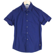 SCOTCH & SODA Ams Couture Men's S Blue Cotton Slim Short Sleeve Button Up Shirt
