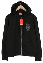 DIESEL S-Ginn-Hood-Zip-K10 vyriškas džemperis su gobtuvu, XL dydžio, juodas, su užtrauktuku ir medvilninėmis kišenėmis, rekomenduojama kaina – 160 € 