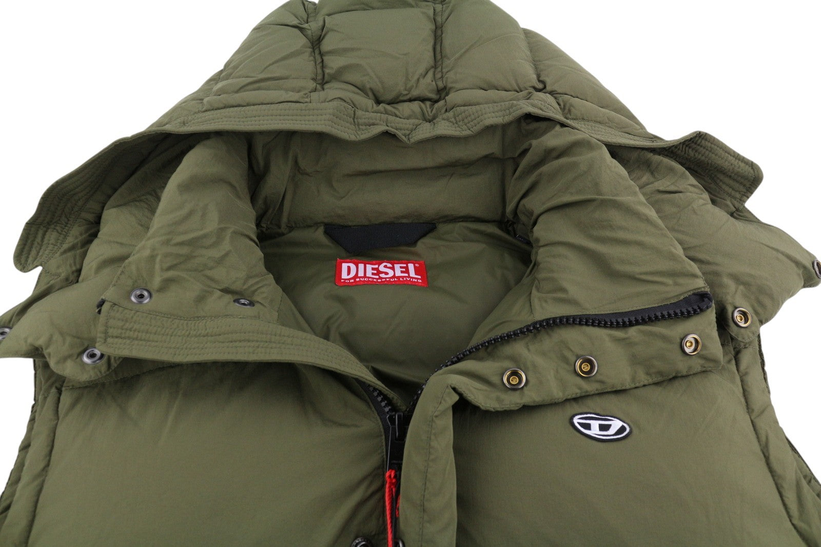 DIESEL W-Rolfys-SL-FD vyriška liemenė, 50 l, chaki spalvos, su nuimamu gobtuvu, pašiltinta, RRP 275 € 