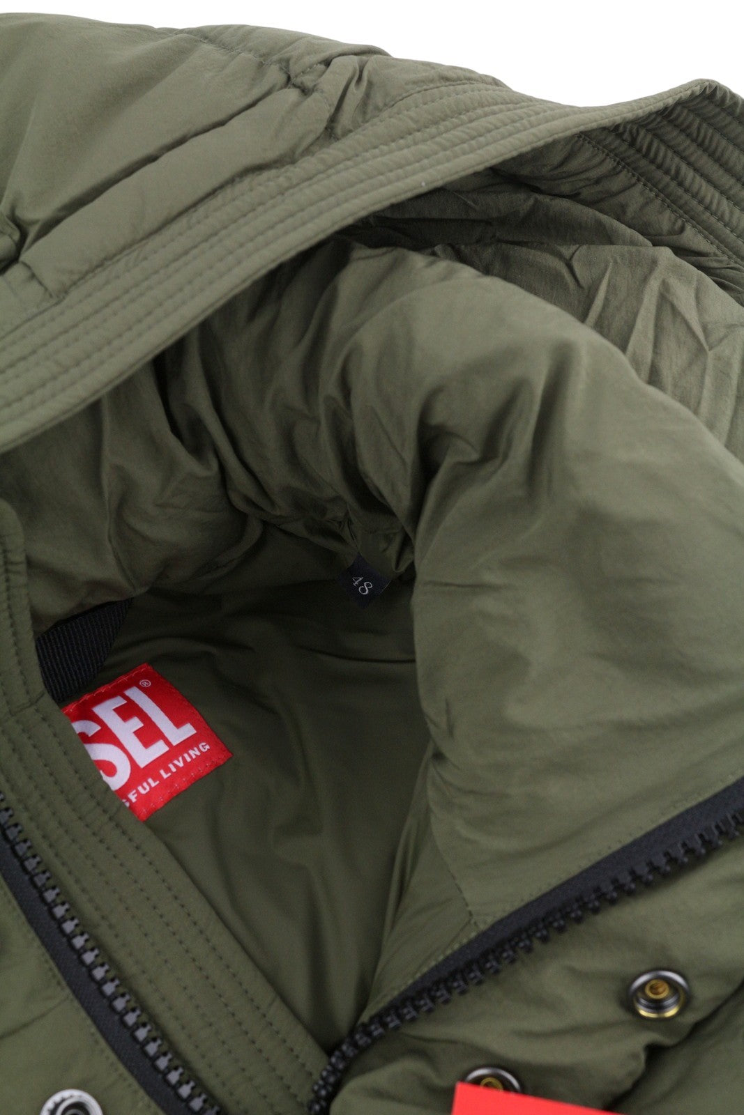 DIESEL W-Rolfys-SL-FD vyriška liemenė, 48 m, chaki spalvos, su nuimamu gobtuvu, pašiltinta, RRP 275 € 