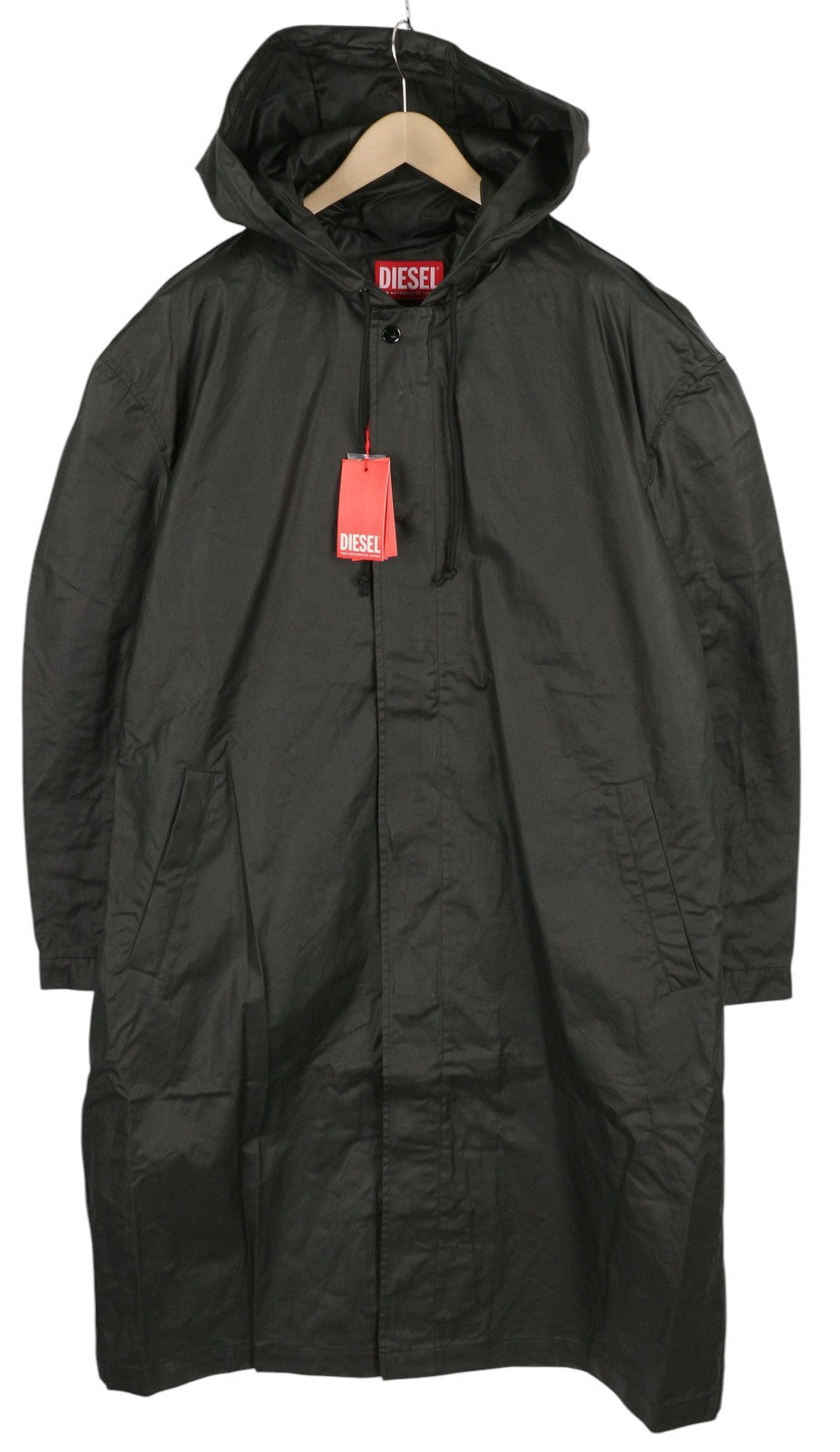 DIESEL J-Coat vyriška striukė 54, juoda, dengta, su gobtuvu ir be pamušalo, RRP 375 € 