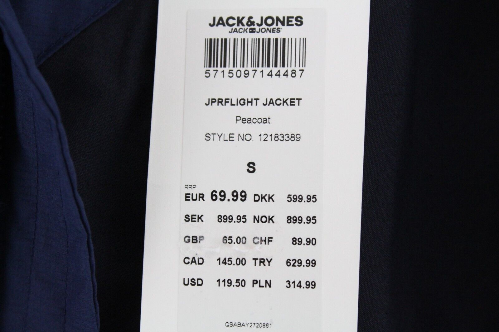 JACK&amp;JONES Jprflight vyriška striukė S, lengva, užtrauktuku, tamsiai mėlyna, su pamušalu 