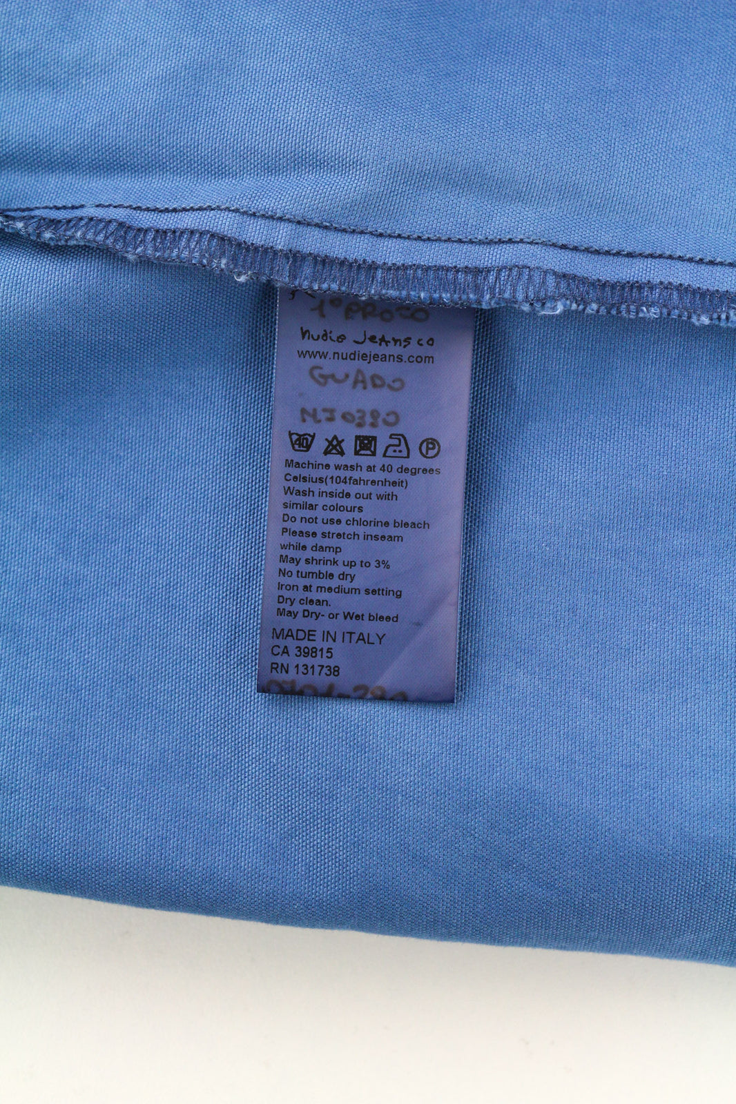 NUDIE JEANS Guado vyriški marškinėliai M išplatėjimo sagų kaklo iškirpte, kišene su logotipu, mėlyni megztiniai 