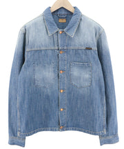 NUDIE JEANS Ronny vyriška striukė 2XL dydžio indigo stiliaus kombinezonas su logotipu ir sagomis 